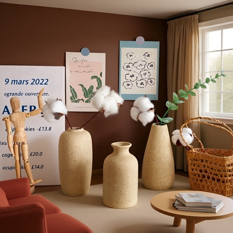 Nordic ceramic vase white plain bottle frosted small flower vase simple home living room flower arra