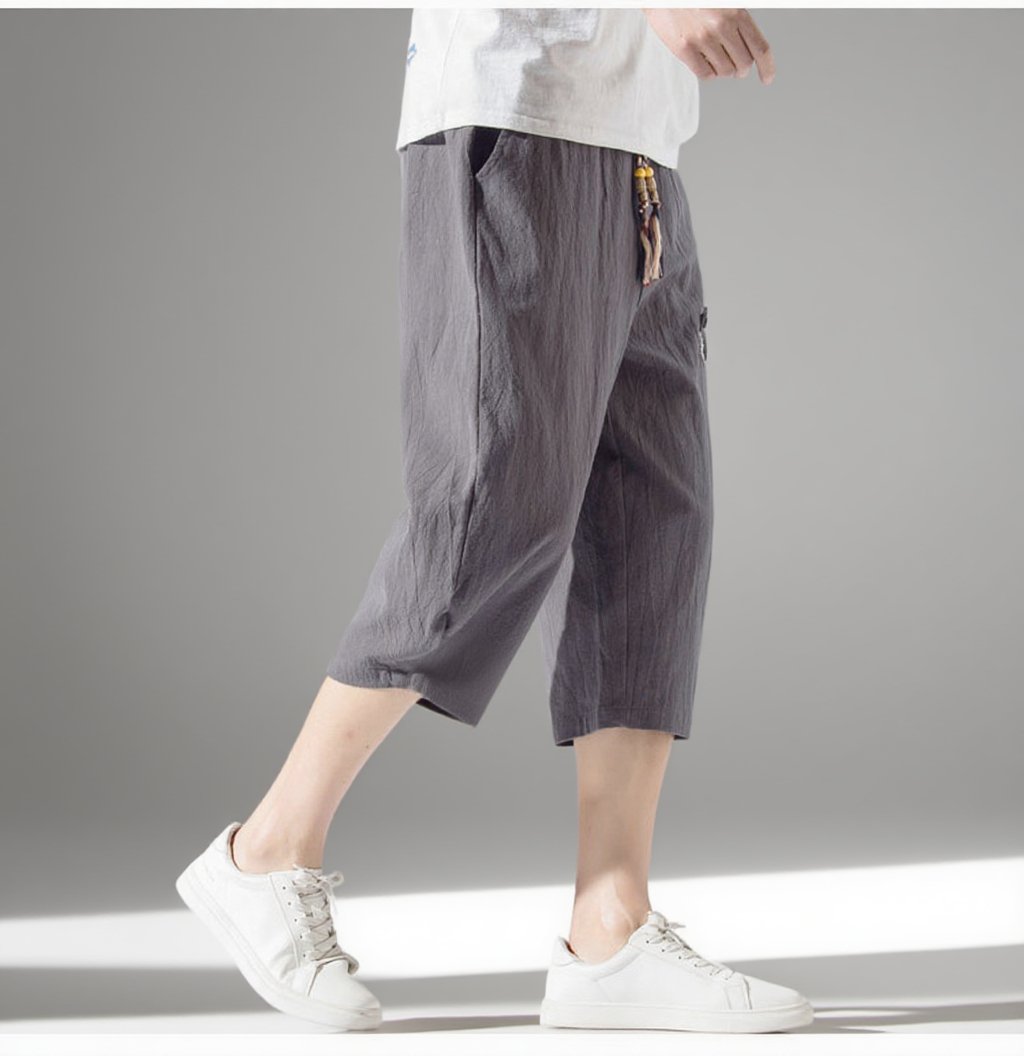 ゆったりリネンコットンワイドパンツ メンズ