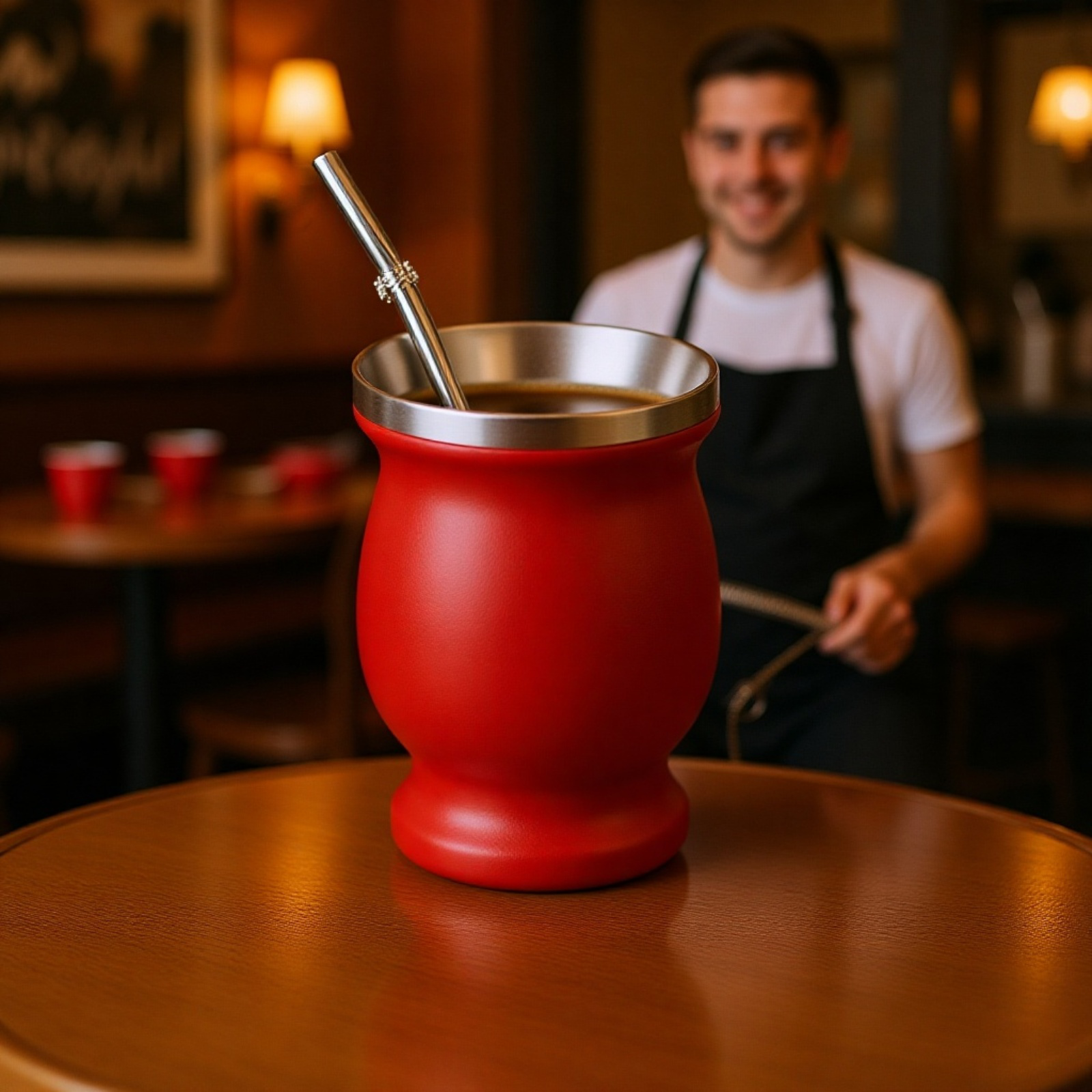 Tea cup set including spoon and brush for easy cleaning