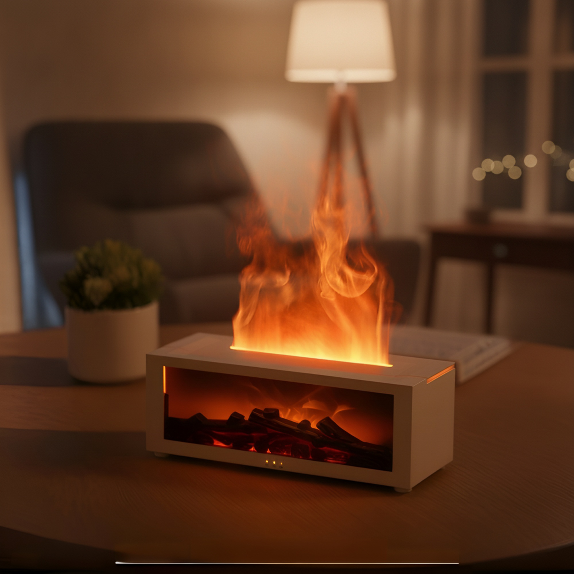 Mini humidificador de simulación de llama con aromaterapia para escritorio