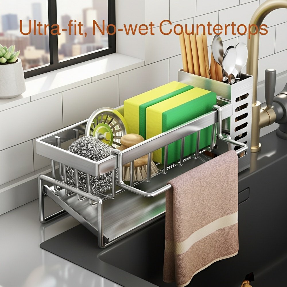 Kitchen drain rack sink rack faucet pool sponge rag basket detergent dishwashing countertop storage 