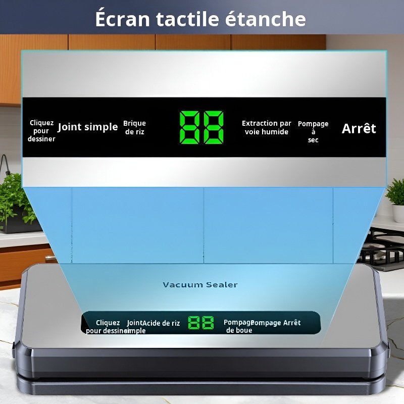 Machine de mise sous vide compacte pour usage domestique avec rouleaux de sacs