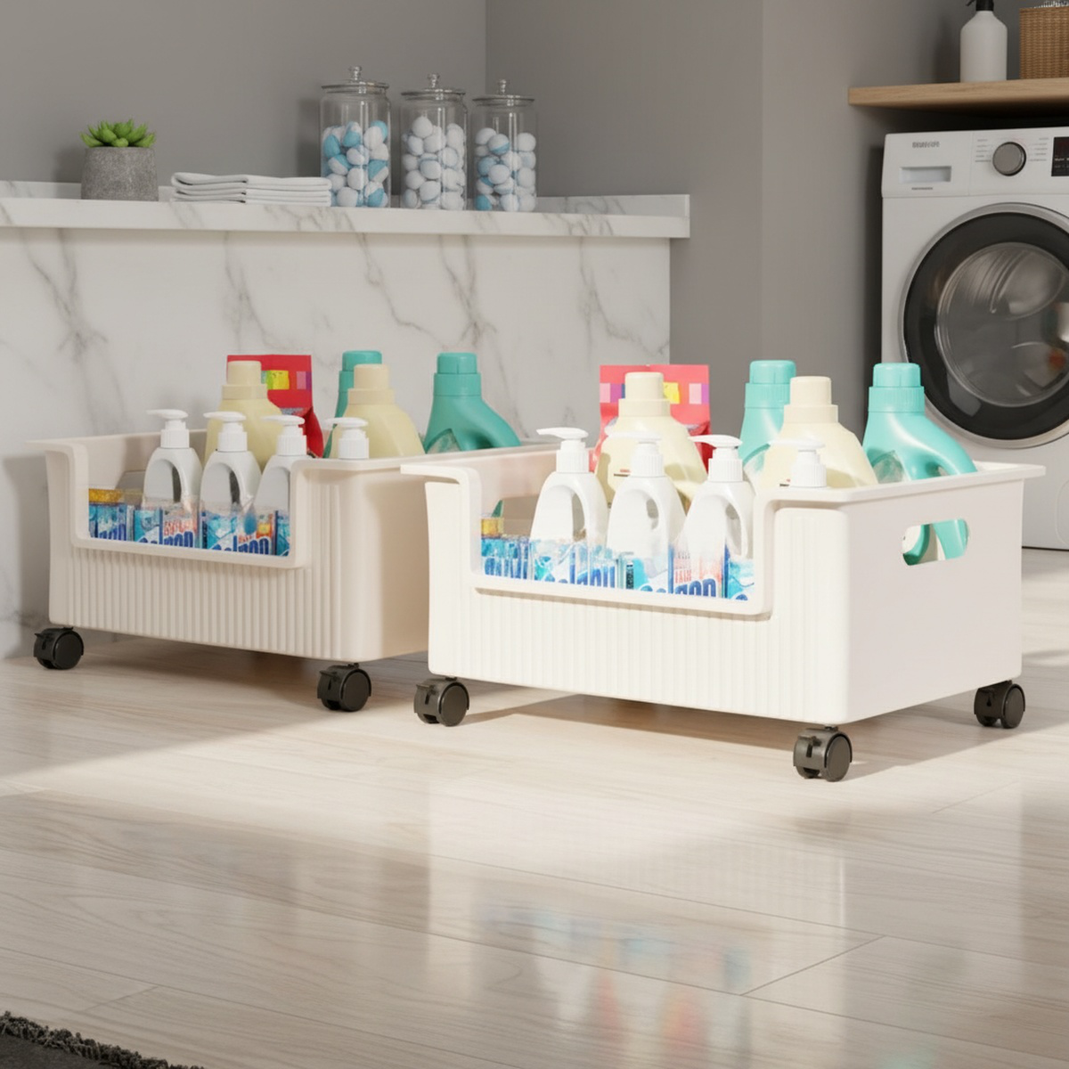 Space-saving shelf under toilet sink with organizer rack
