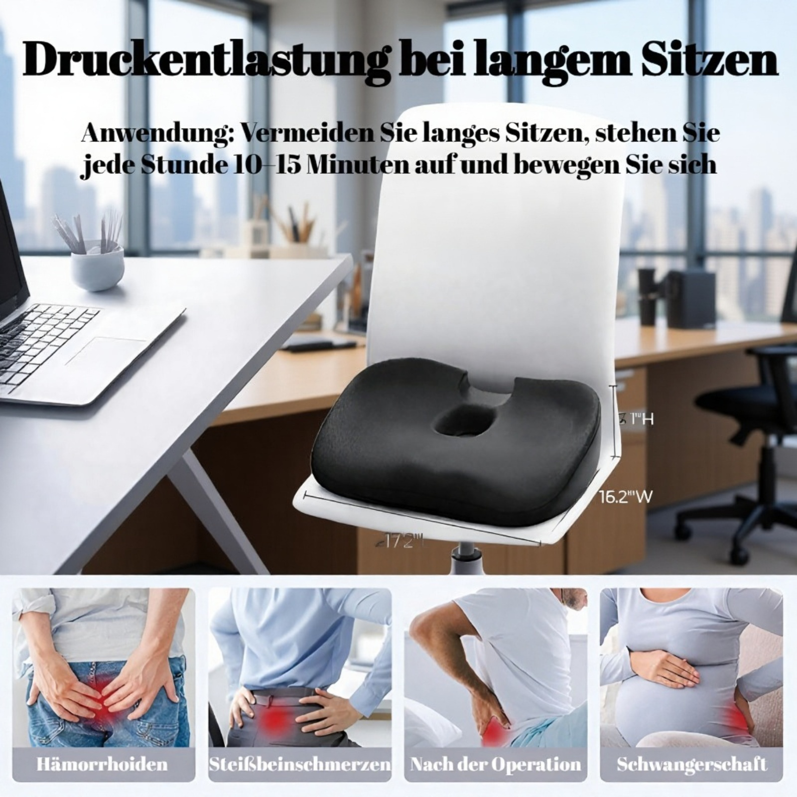 Memory-Schaum Sitzkissen zur Verbesserung der Sitzhaltung