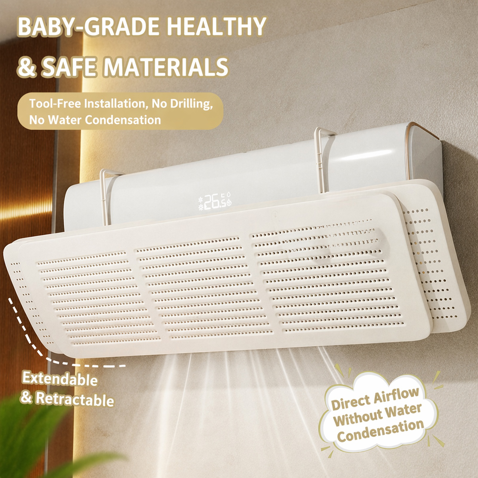 Prevent air conditioner sickness with airflow deflector