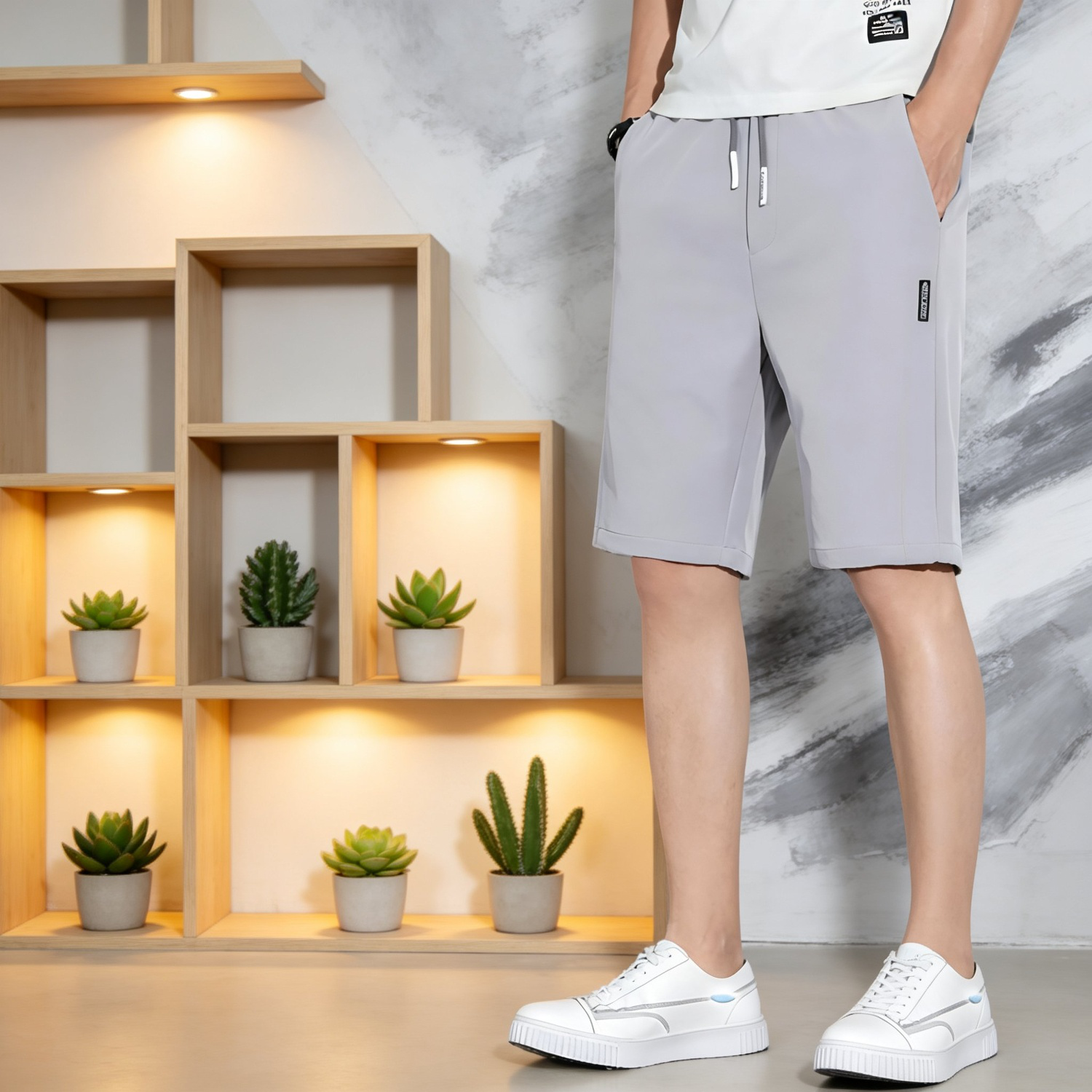 남성 스트레이트핏 캐주얼 5부 바지