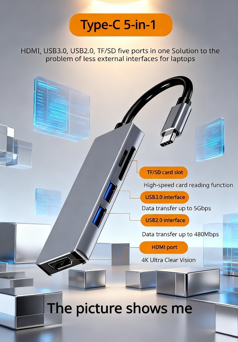USB-C hub with 70+20 multifunctional ports