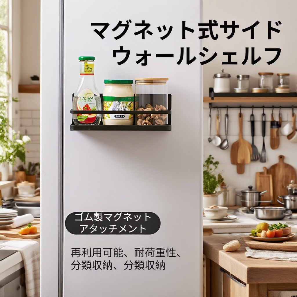 冷蔵庫用マグネット収納ラック設置イメージ