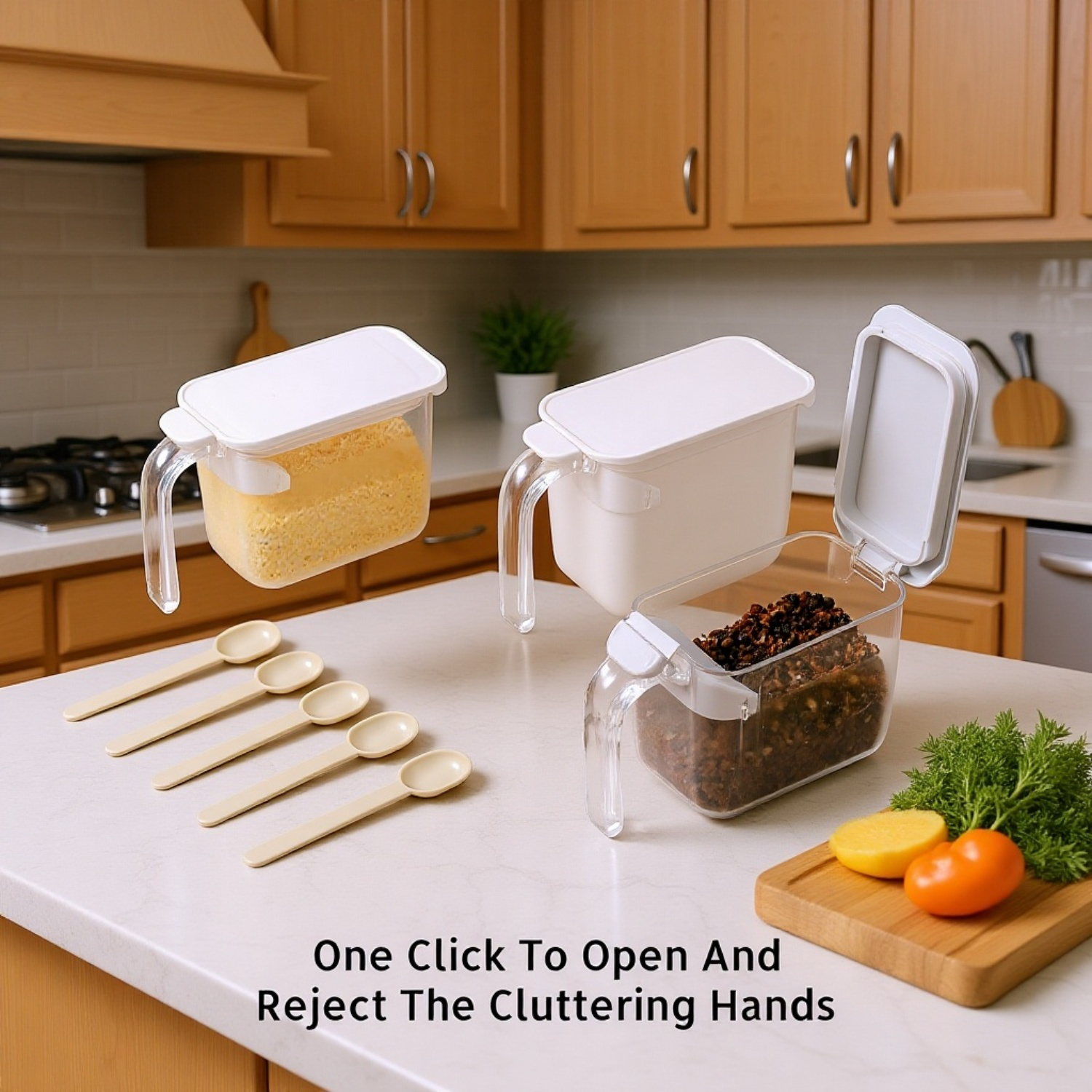 Durable clear condiment jars for kitchen