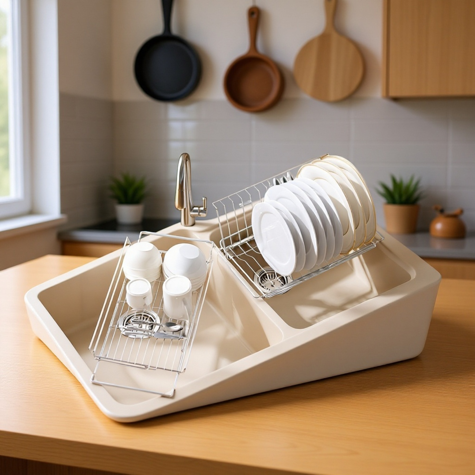 Égouttoir de cuisine extensible en acier inoxydable, compatible lave-vaisselle