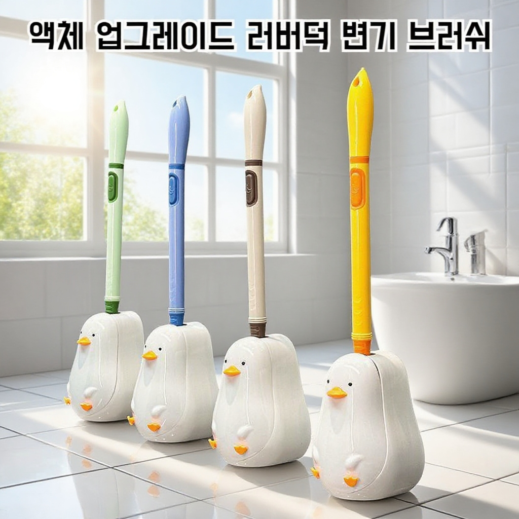 벽걸이형 귀여운 노란 오리 변기솔