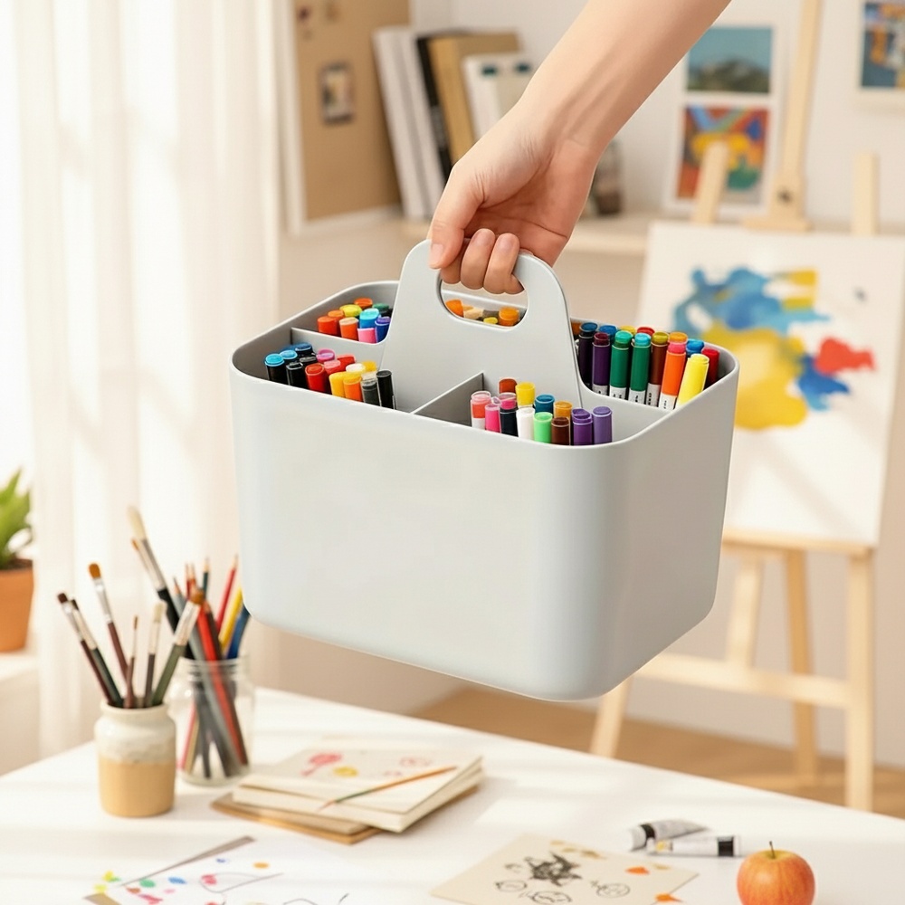 Portable Multifunctional Thickened Storage Box for Desktop Stationery and Tool Organization