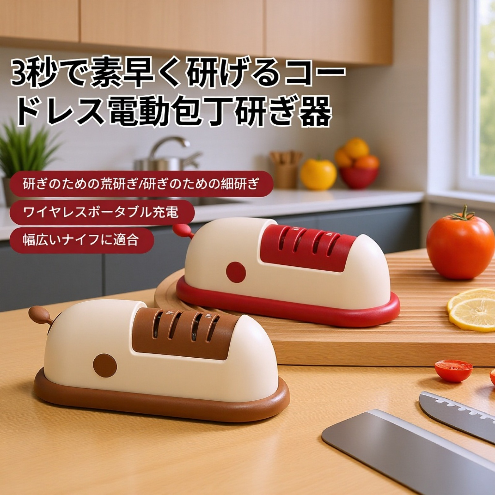 家庭用電動包丁研ぎ器 多機能砥石