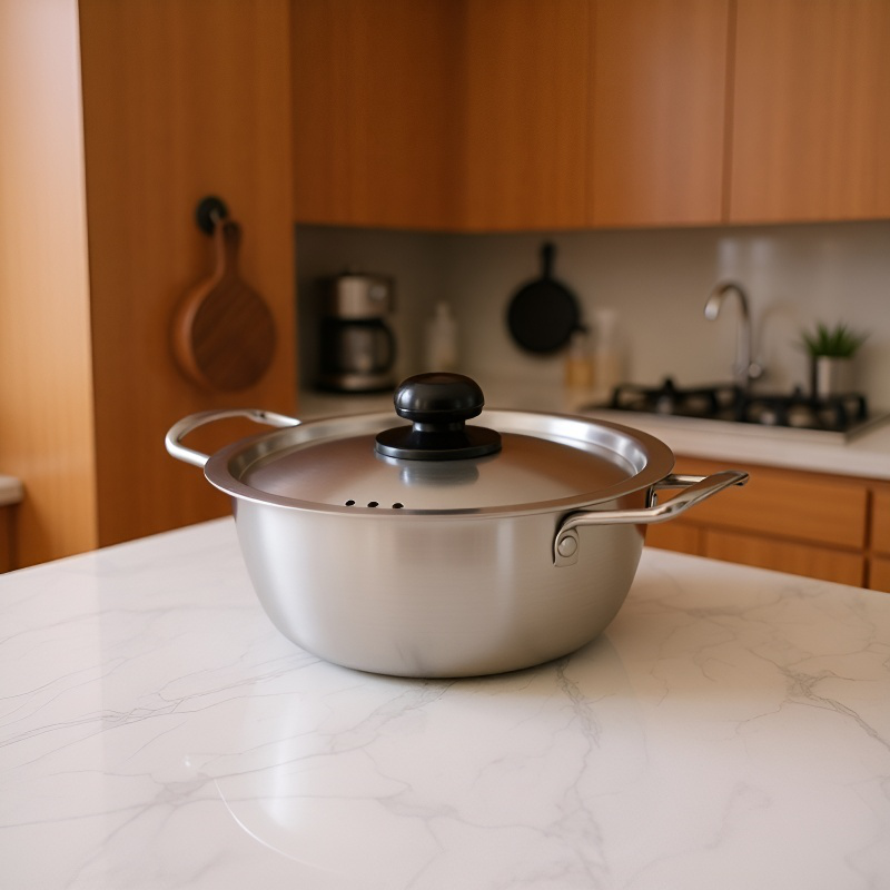 Korean double-ear instant noodle pot household small cooking pot with lid stainless steel soup pot i