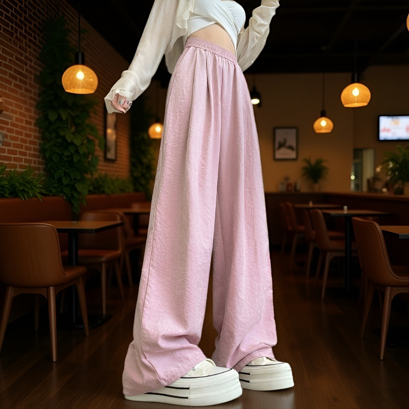 クリームムースヤマモト パンツ レディース 夏 カジュアル 多用途 ドレープ クリーム パンツ テクスチャード レイジー アイスシルク ワイドレッグパンツ