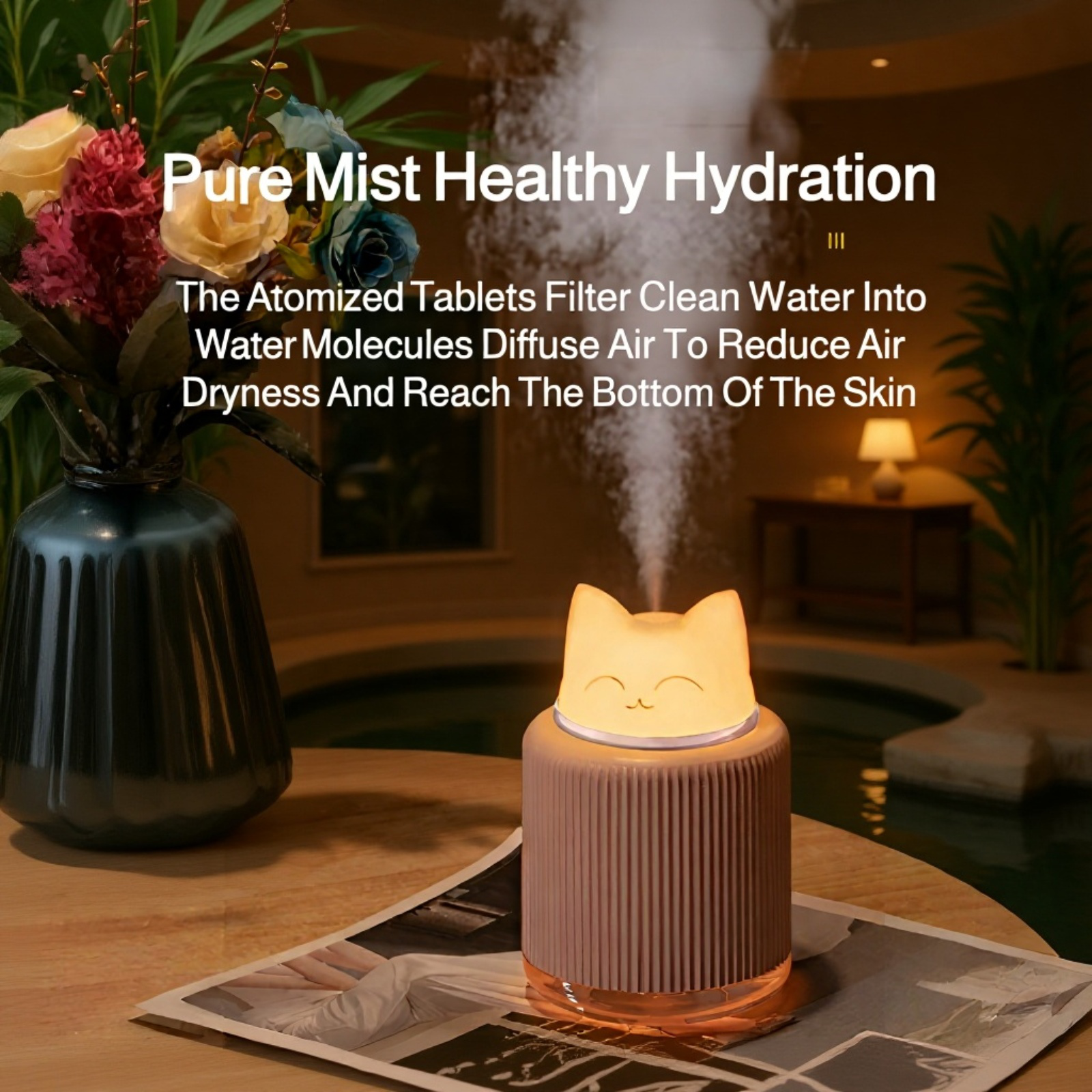 Portable Mini Air Humidifier with Pet Light, Designed for Pregnant Women and Babies