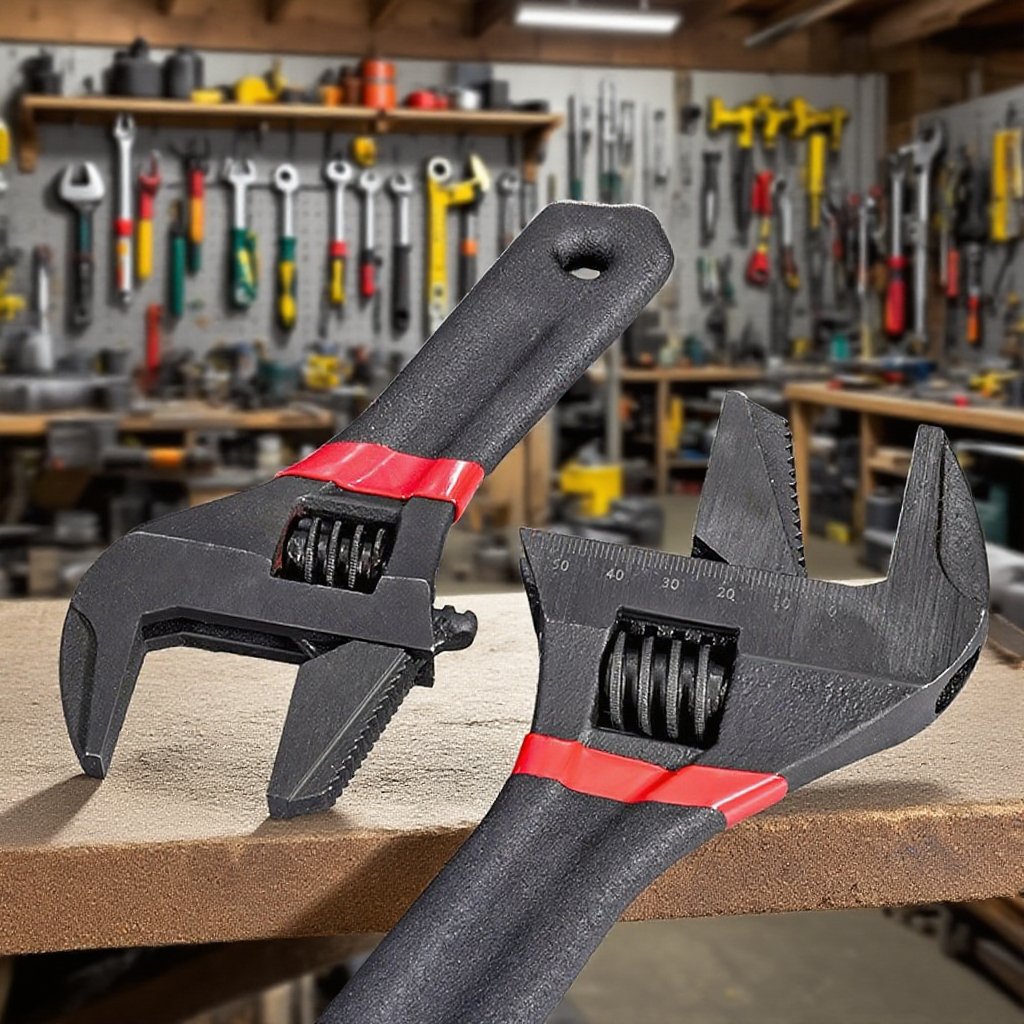 Large opening adjustable wrench