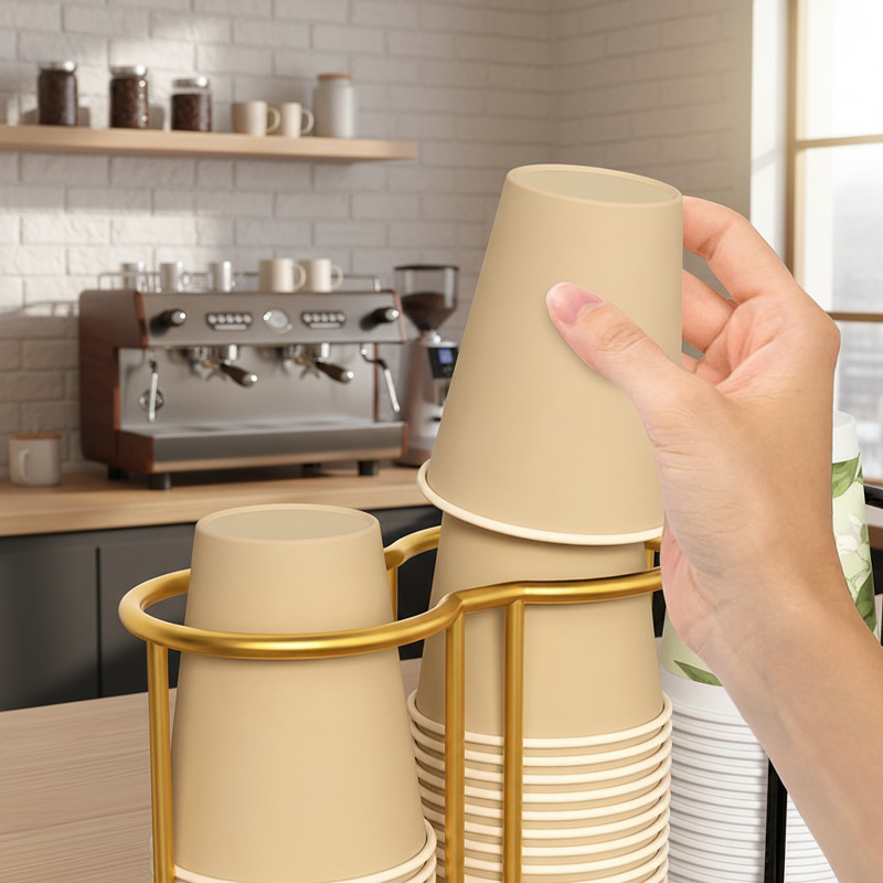 Disposable Paper Cup Dispenser and Holder for Coffee and Milk Tea Shops