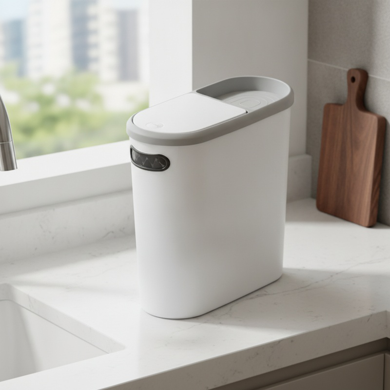 Multi-Functional Slim Trash Bin with Lid, Push-Button