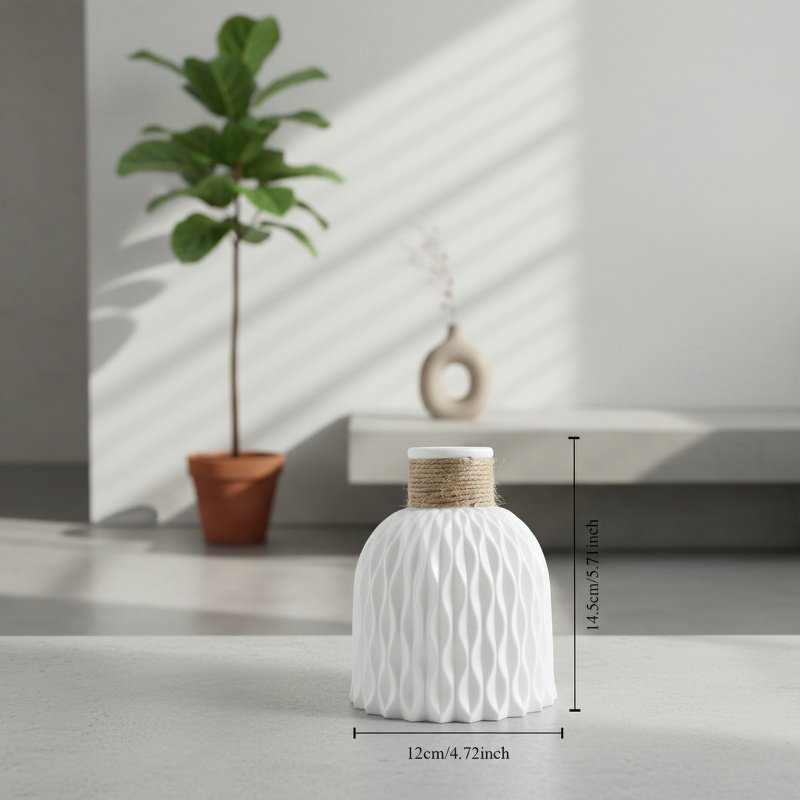Vase décoratif ondulé résistant à la casse pour la maison