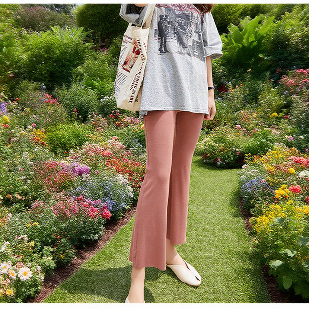 【フレアパンツ】快適な素材、柔らか、フィット感抜群、フレア裾口、お洒落