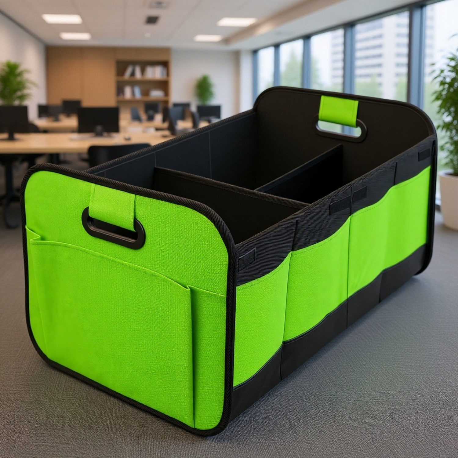 Caja organizadora plegable de tela Oxford para coche, gran capacidad con compartimentos múltiples