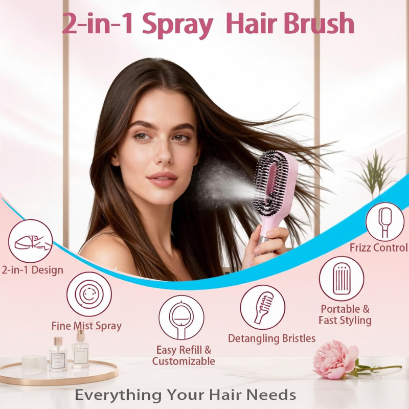 One-click spray anti-flying spray comb