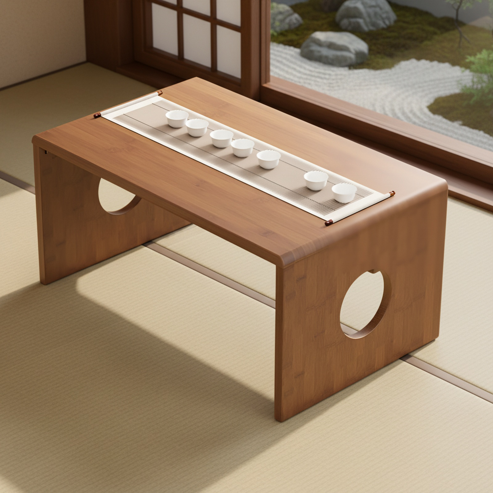 Kleiner Massivholz Tatami Faltbarer Teetisch Kang Tisch für Schlafzimmer