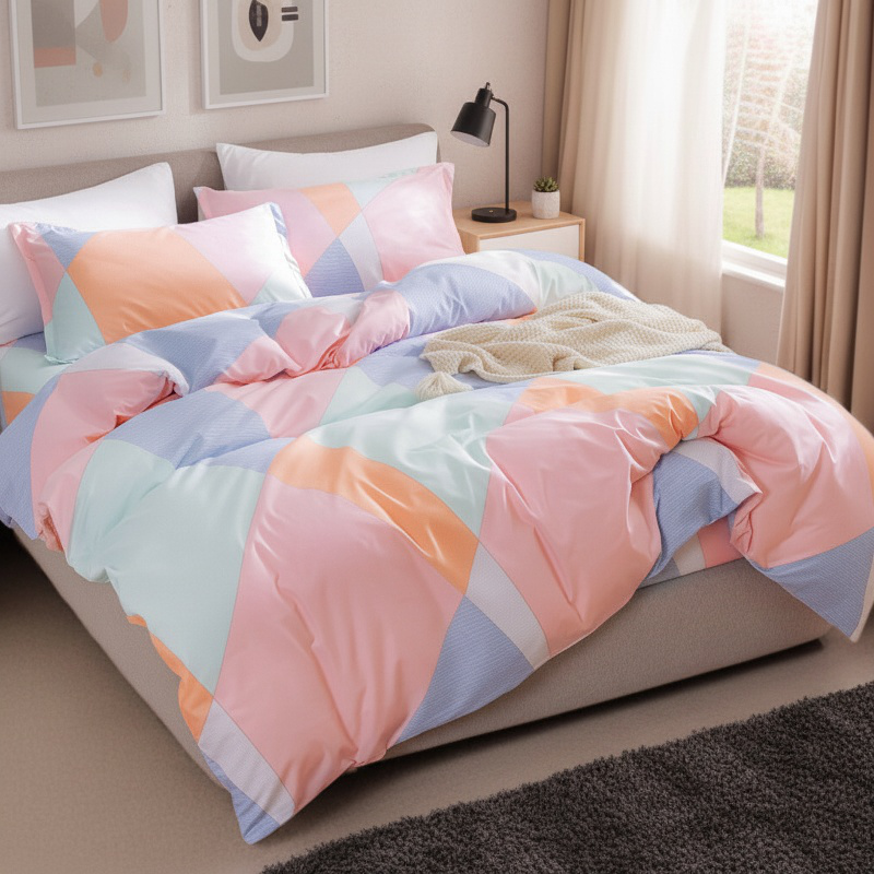 Four piece autumn bedding set with decorative pillows