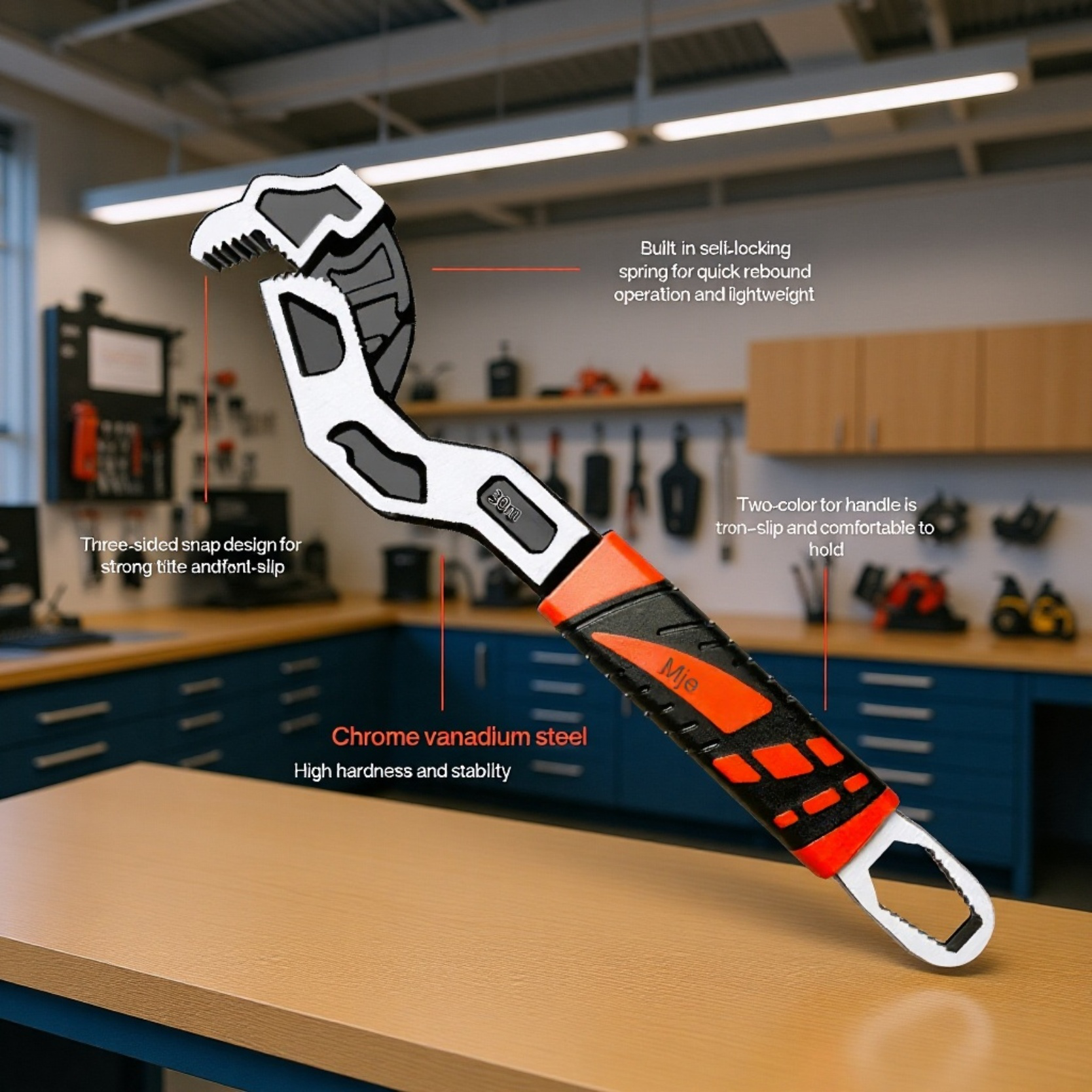 Adjustable Self-Locking Repair Wrench for Large Nuts