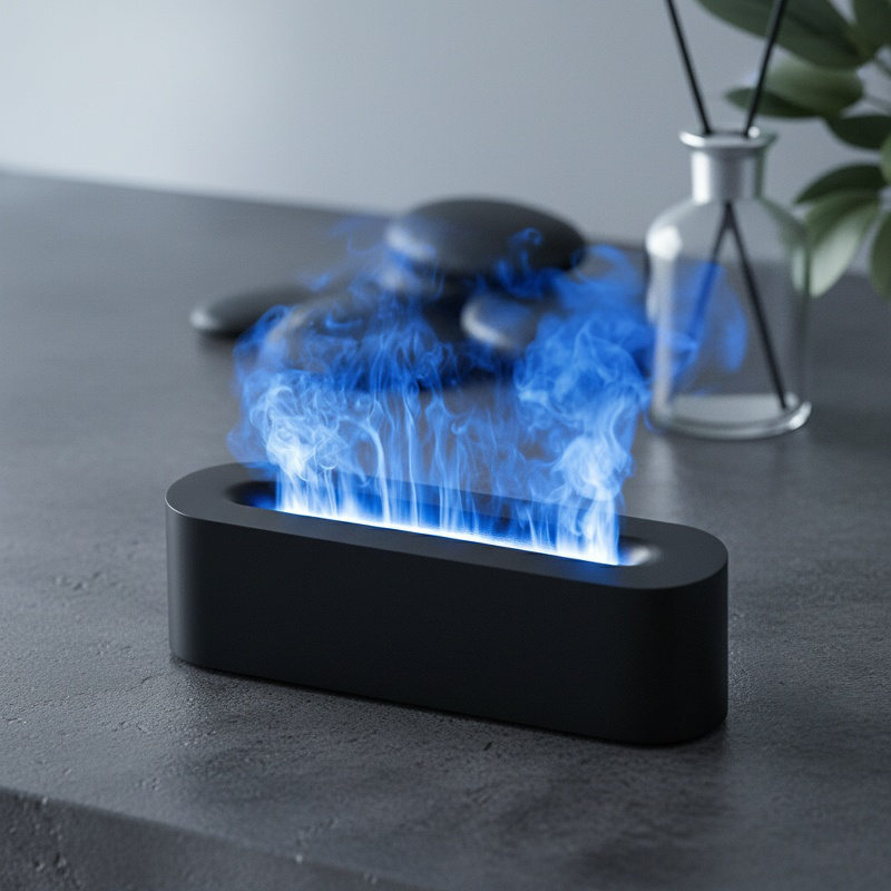 Humidificateur et diffuseur d'arômes à flamme colorée USB