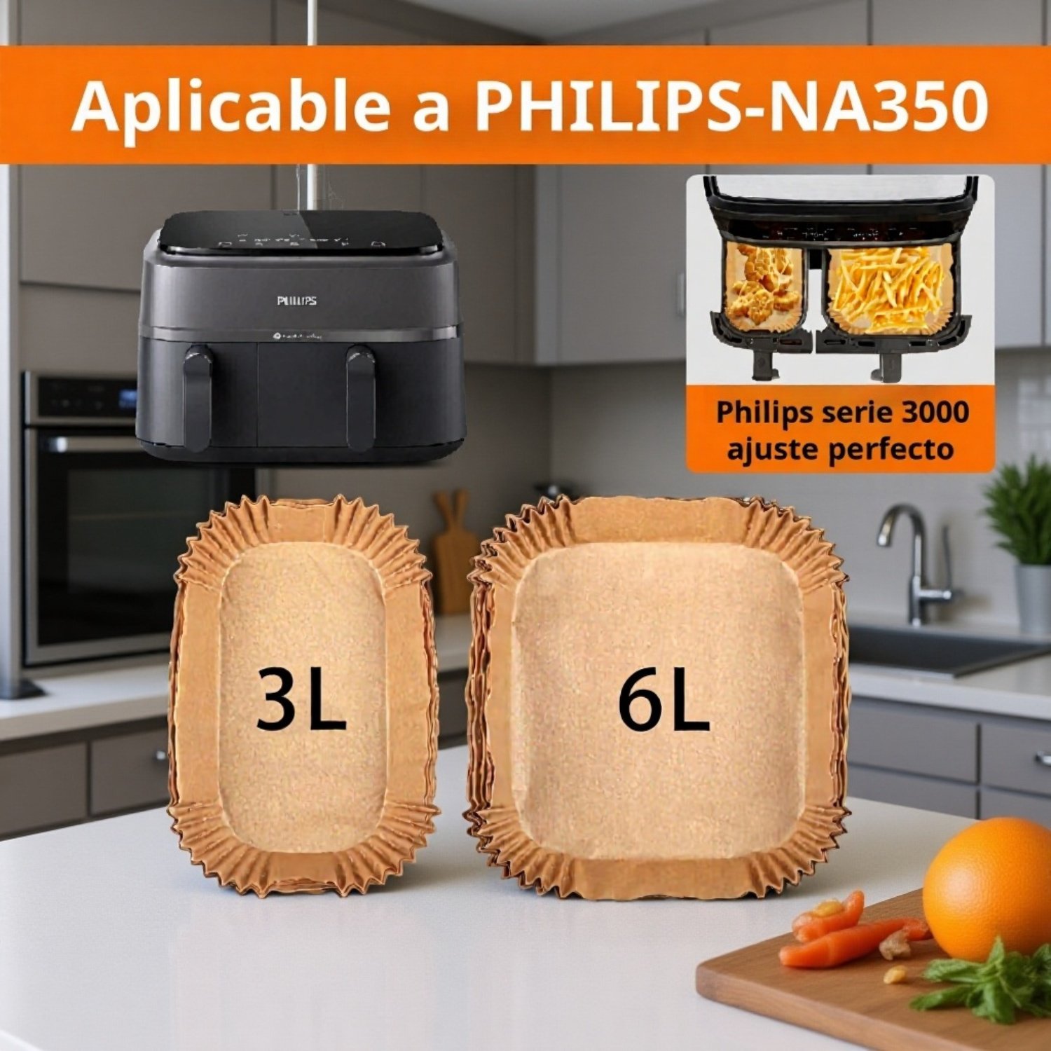 Papel para freidora de aire JMY Philips NA350 de 6 l y 3 l