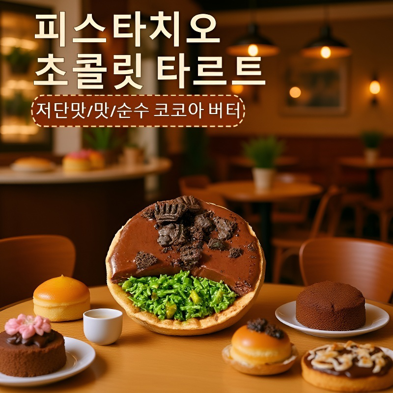 두바이 바삭한 초콜릿 피스타치오 타르트 간식