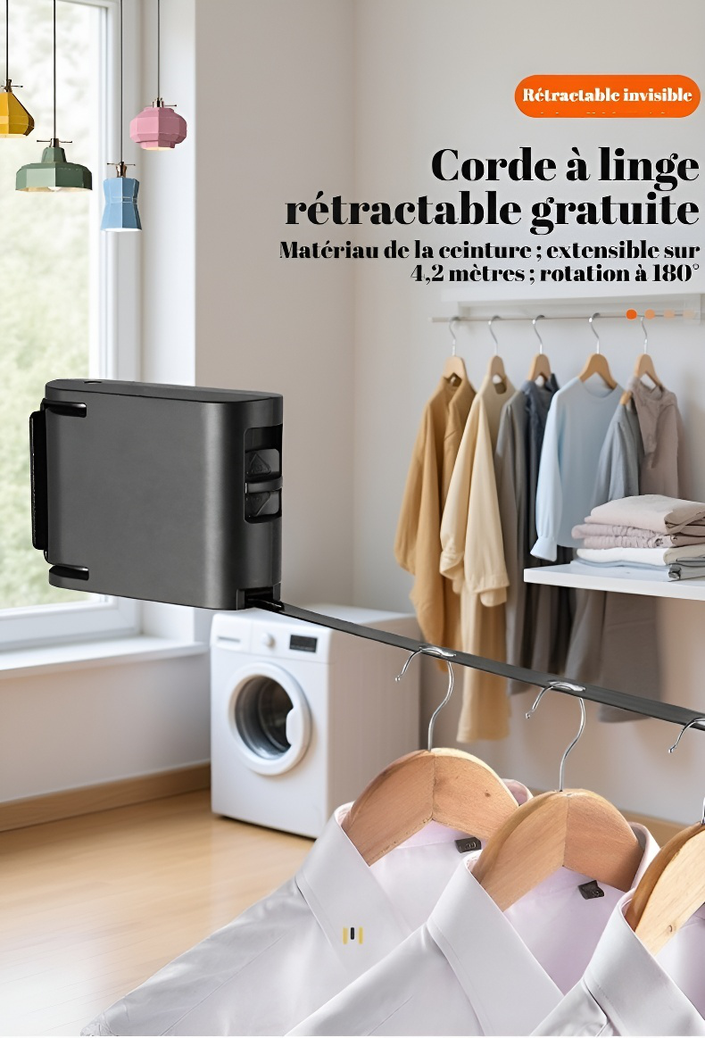 Corde à linge murale avec boucle invisible pour ceintures