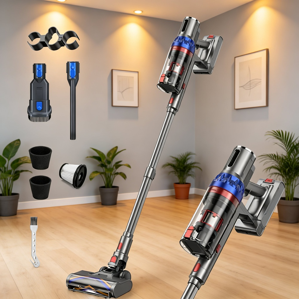 Lightweight Bagless Cyclone Handheld Vacuum Cleaner, Self-cleaning Brushless Upright Style
