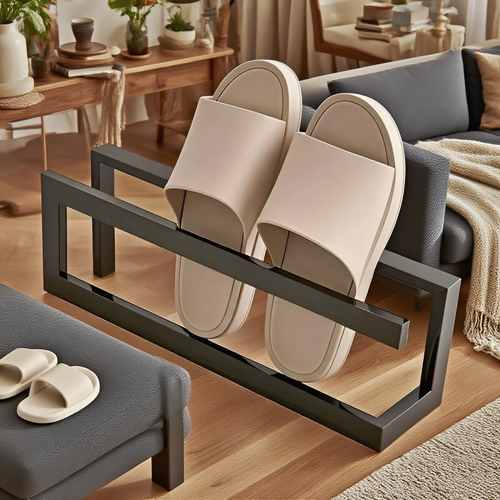 シンプルアイアン製スリッパラック