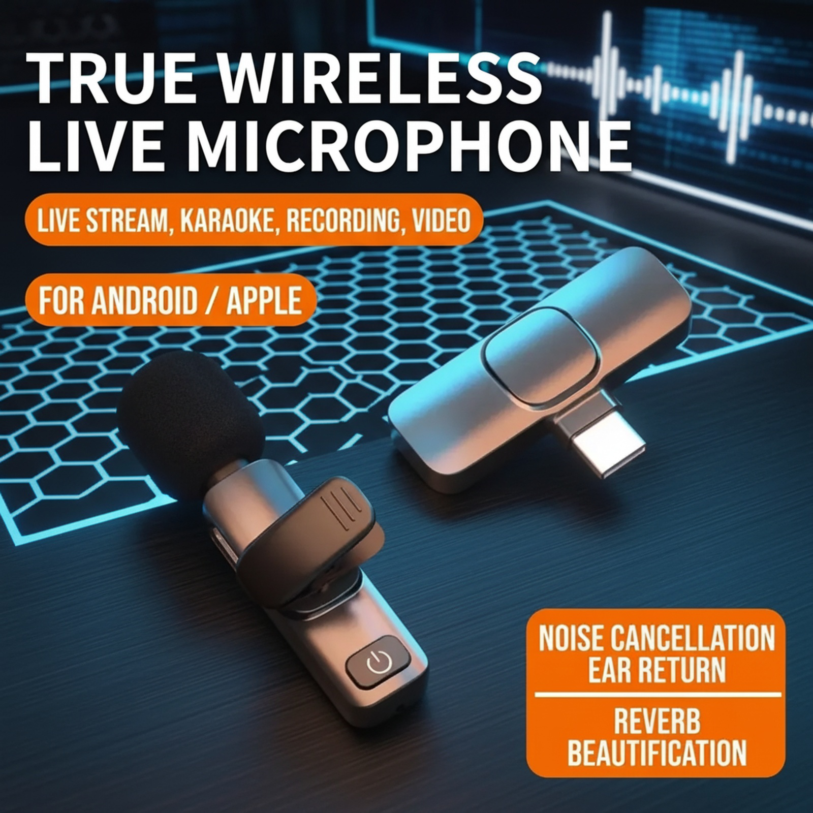 Wireless 360° Clip-on Microphone