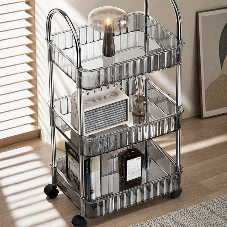 Detachable multi-functional kitchen storage trolley with spacious shelves