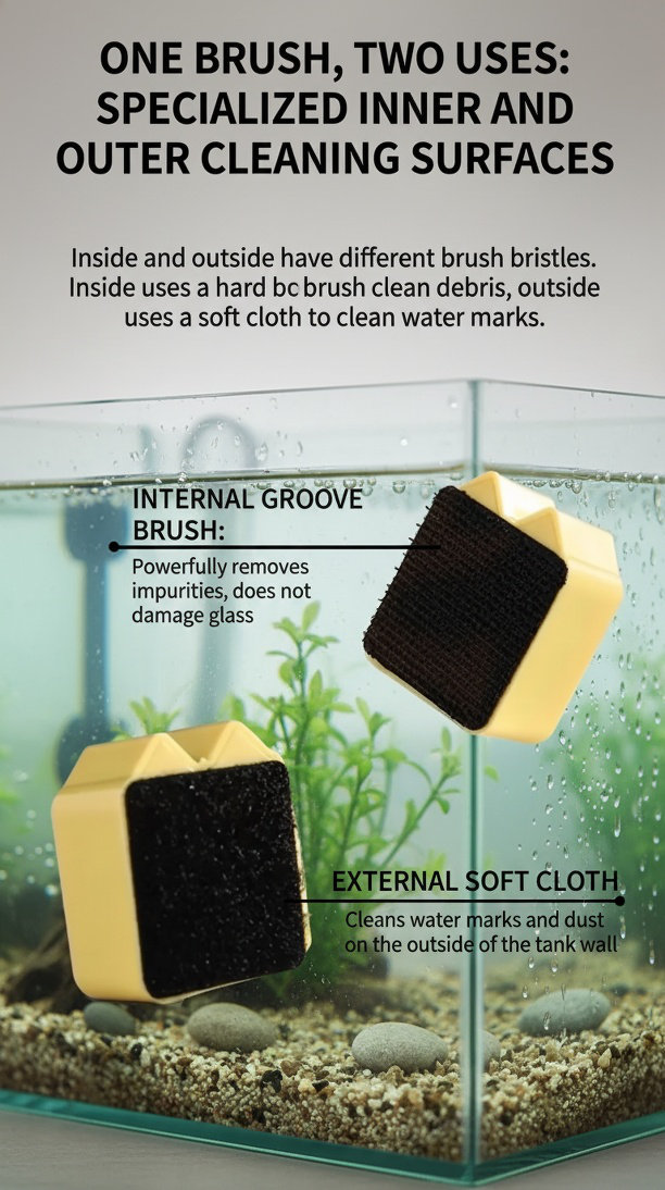 Algae remover magnetic brush for aquarium maintenance