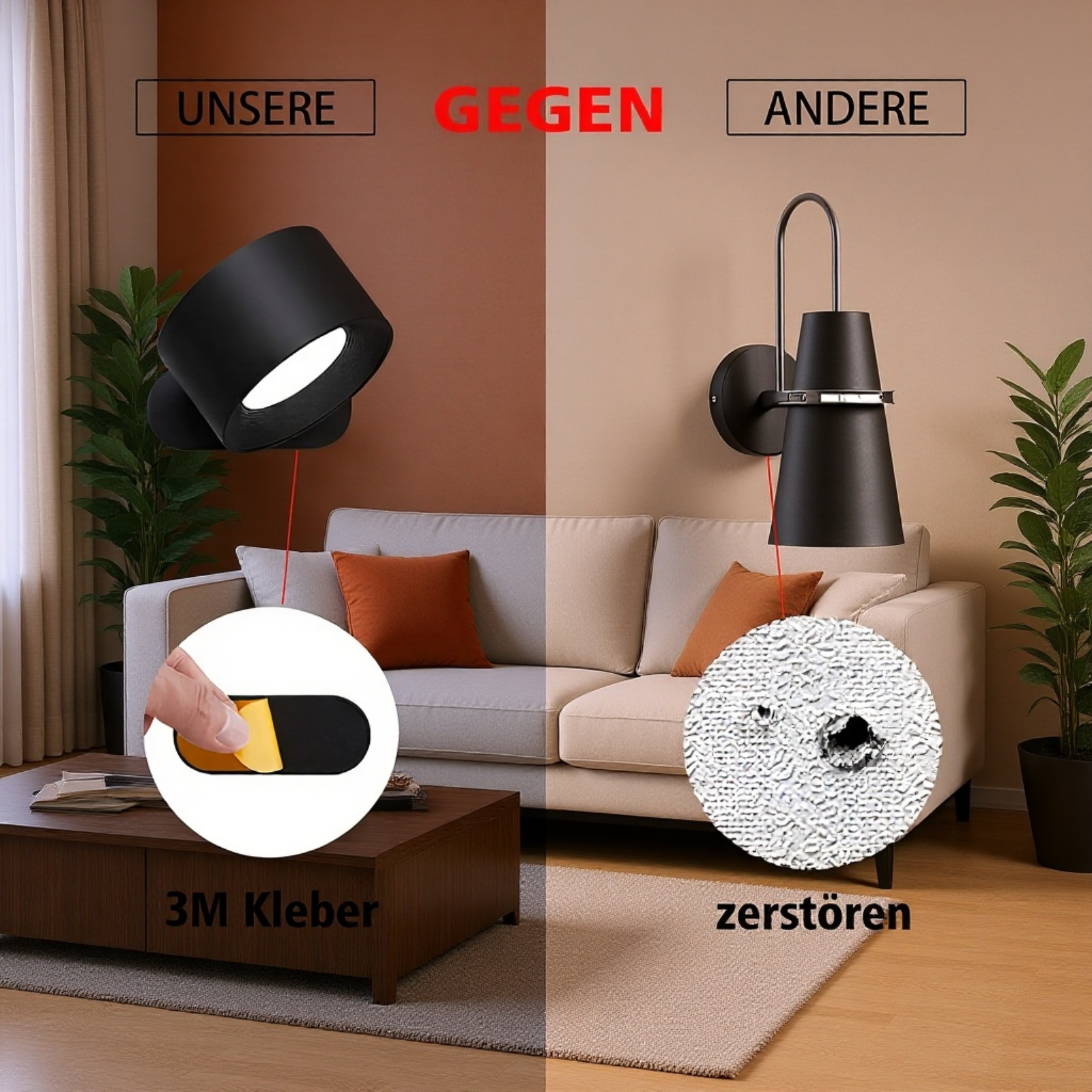 Portable USB Rechargeable Wall Lamp, Touch Adjustable Night Light, Magnetic Cabinet Lamp