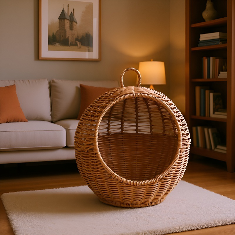 Cesta de frutas de escritorio tejida de imitación de ratán