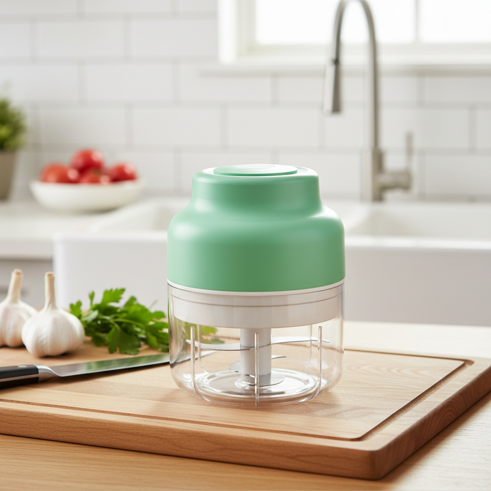 Electric garlic press, wireless mini garlic press, automatic garlic stirrer, garlic peeler, kitchen 