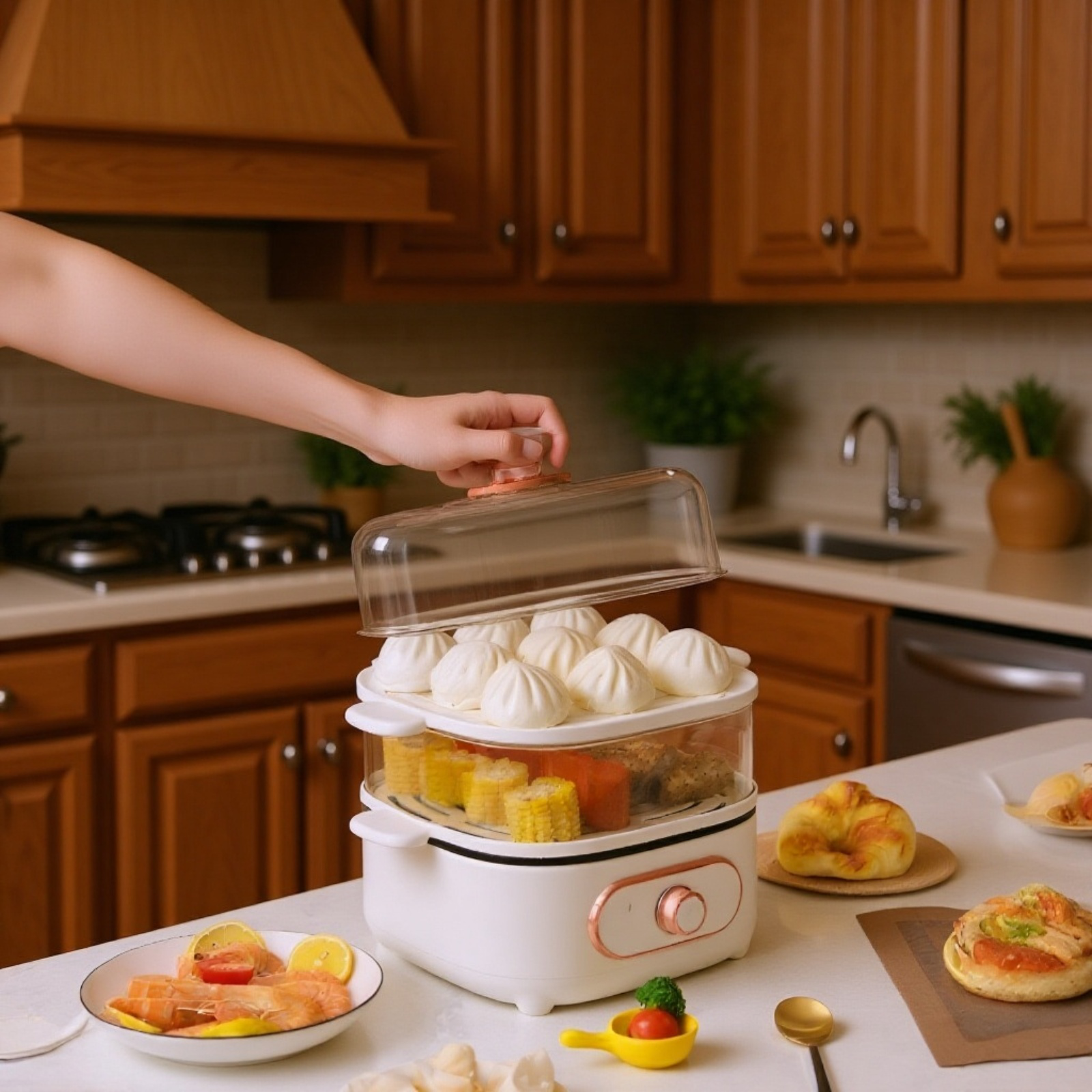 Elektrischer Multifunktions-Dampfgarer für den Haushalt, Küchengerät