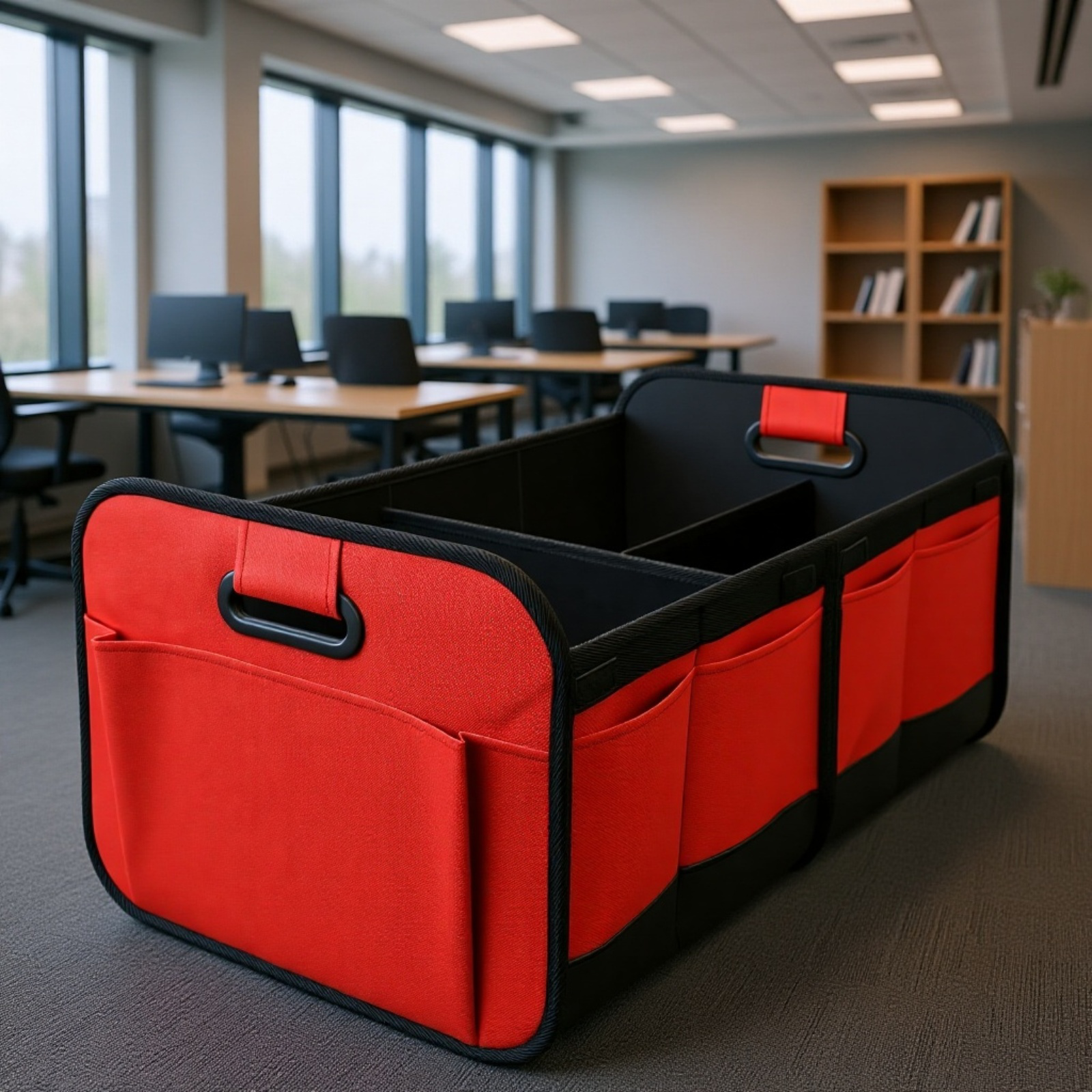 Caja organizadora plegable de tela Oxford para coche, gran capacidad con compartimentos múltiples