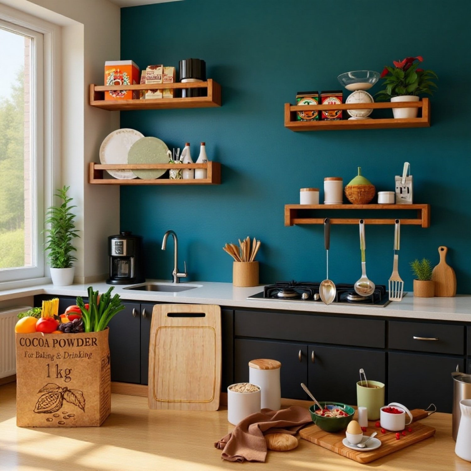 組み立て簡単な実木調味料棚