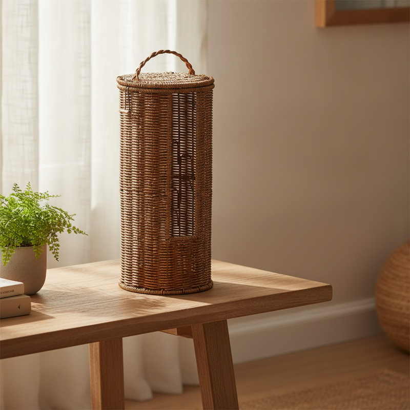 Elegant towel basket with lid for hotel bathrooms