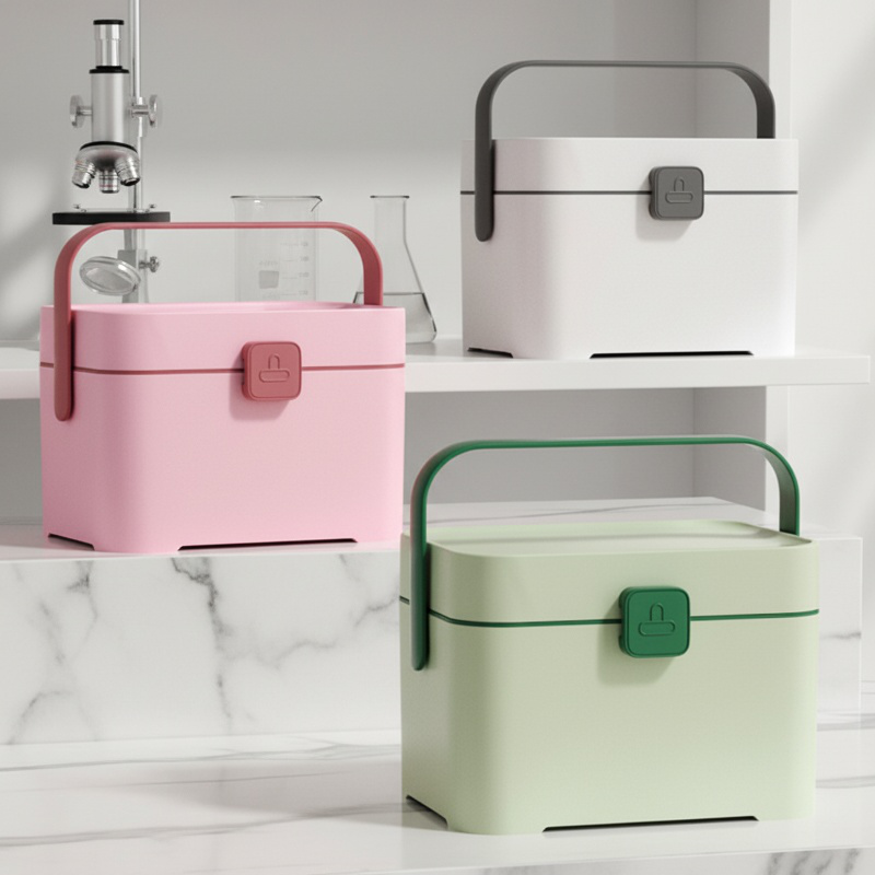Portable Double-Layer Multifunctional Medicine Box for Home Use