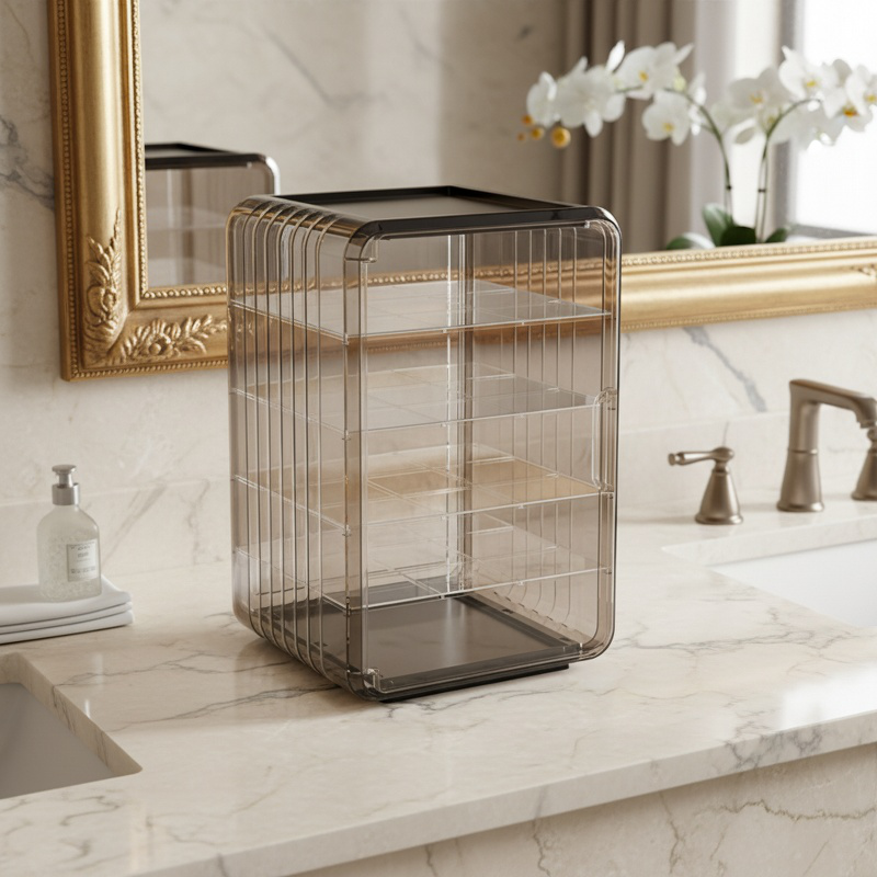 Organisateur transparent en acrylique pour rouges à lèvres et masques pour le visage