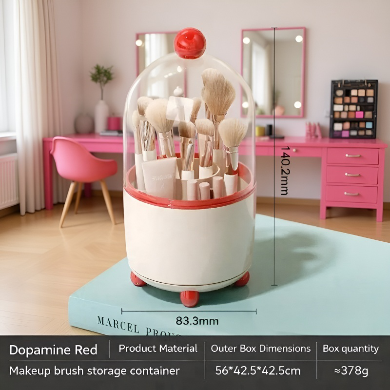 Desktop Transparent Rotating Makeup Brush Organizer