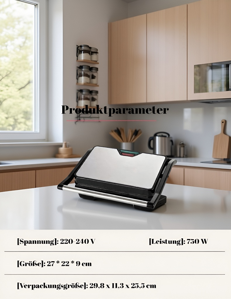 3-in-1 Sandwichmaker mit Waffeleisen und Grillplatten